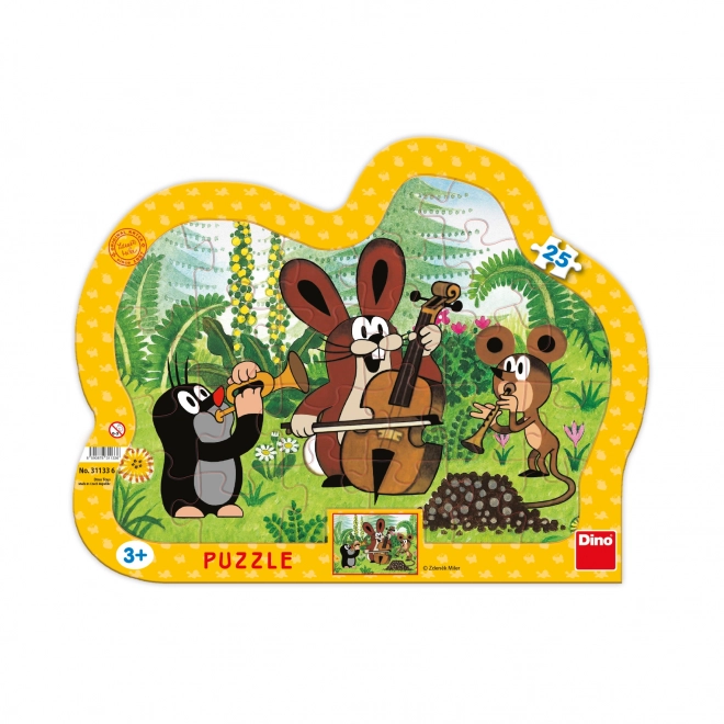 Puzzle contur Dino Krtek muzician