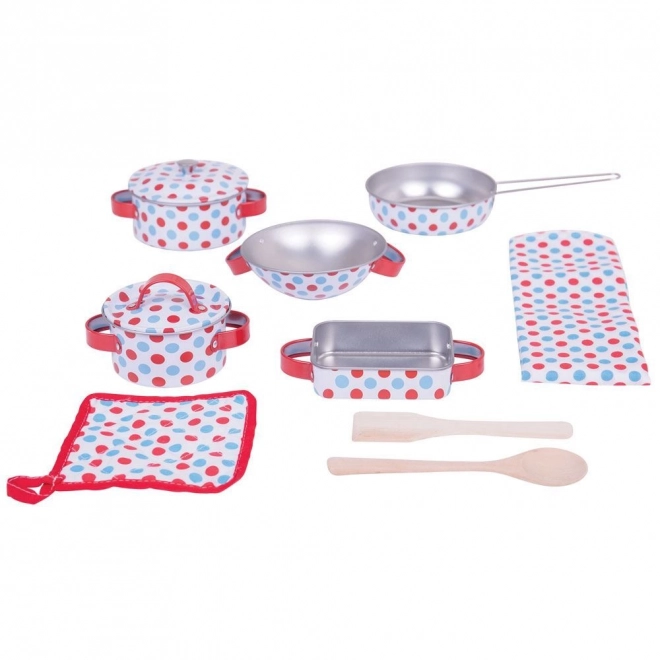 Set vesel de bucătărie cu buline de la Bigjigs Toys