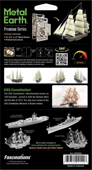 Piesă premium de puzzle 3D Metal Earth: Nava USS