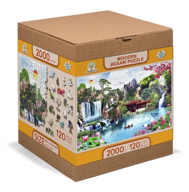 Puzzle din lemn Cascadele în grădina japoneză