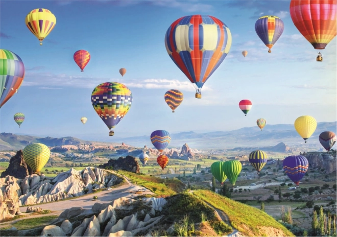 Puzzle cu baloane deasupra Cappadocia 1000 piese cu suport pentru puzzle