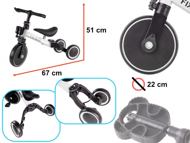 Tricicletă Pliabilă 3în1 Trike Fix Mini Albă – Albă