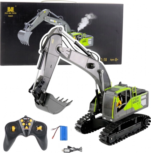 Excavator pe șenile RC cu abur HUINA 1:18 verde