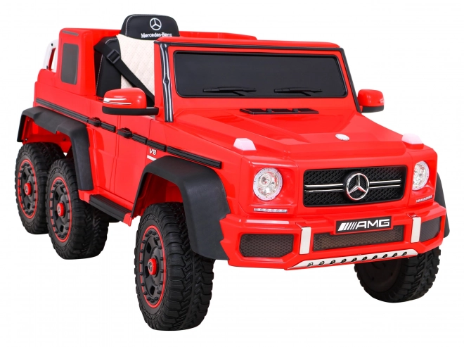Mercedes G63 AMG Mașina pe baterii Roșie + Telecomandă + 6 roți EVA + Start lent + MP3 LED