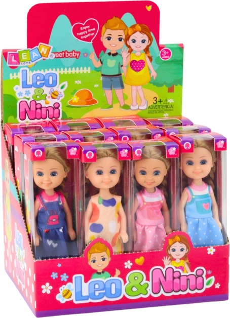 Mini păpușă cu păr lung în rochie 15 cm