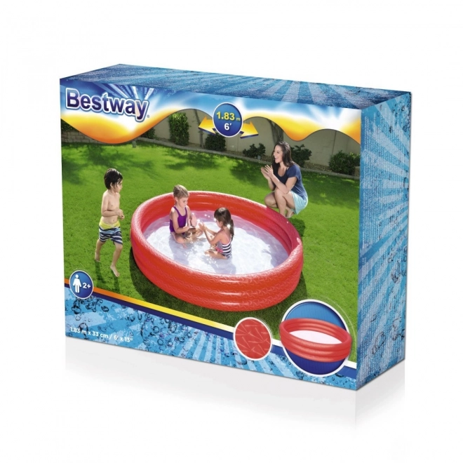 Piscină gonflabilă pentru copii roșie 183x33cm Bestway cu set de reparații