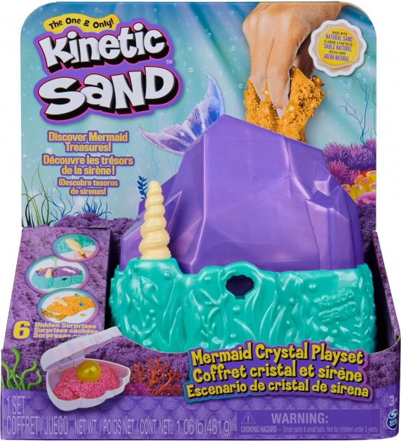 Kinetic Sand sirenă – set sclipitor cu cutie cristal, 480 g