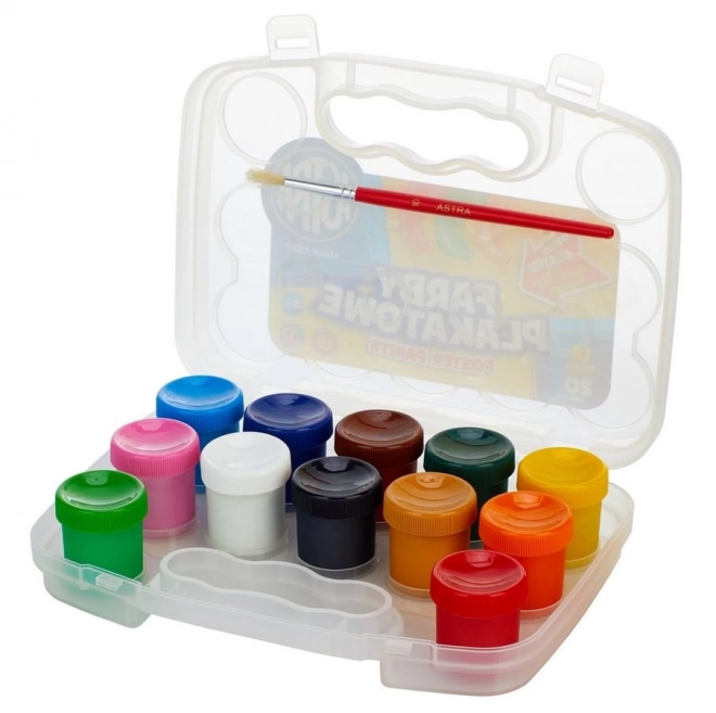 Temperă Astra set 12 culori cu pensulă în cutie de plastic