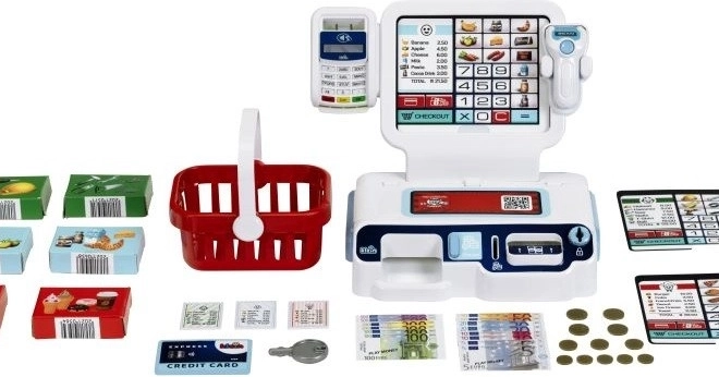 Casă de marcat pentru copii cu autoservire, aplicație și accesorii