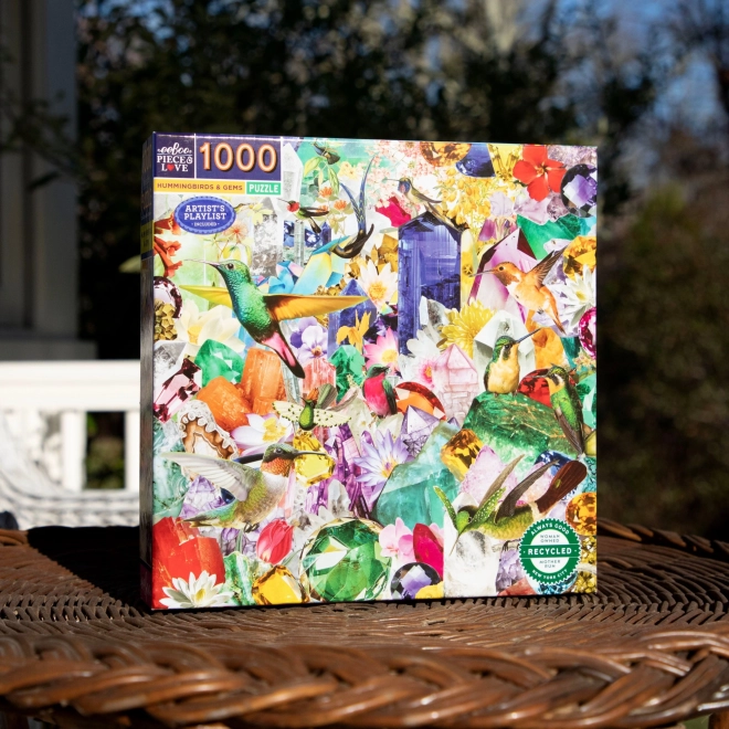 Puzzle pătrate colibri și pietre prețioase 1000 piese