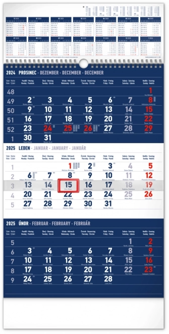 Calendar de perete 3 luni cu planificare anuală albastru