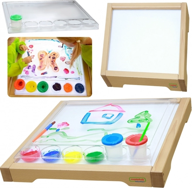 Masterkidz ramă senzorială cu panou LED și tăviță de pictat transparentă