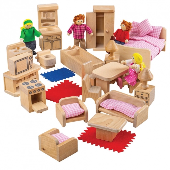 Set mobilier și păpuși Familie Bigjigs Toys