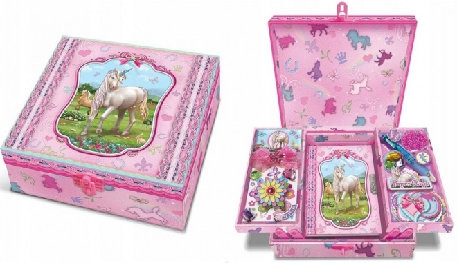 Set cu cutie decorativă cu rafturi Unicorni