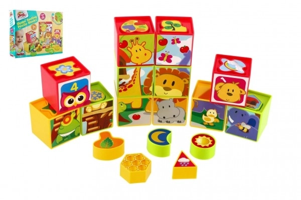 Cubes puzzle plastic 12 pcs în cutie 30x23x7cm 12m+