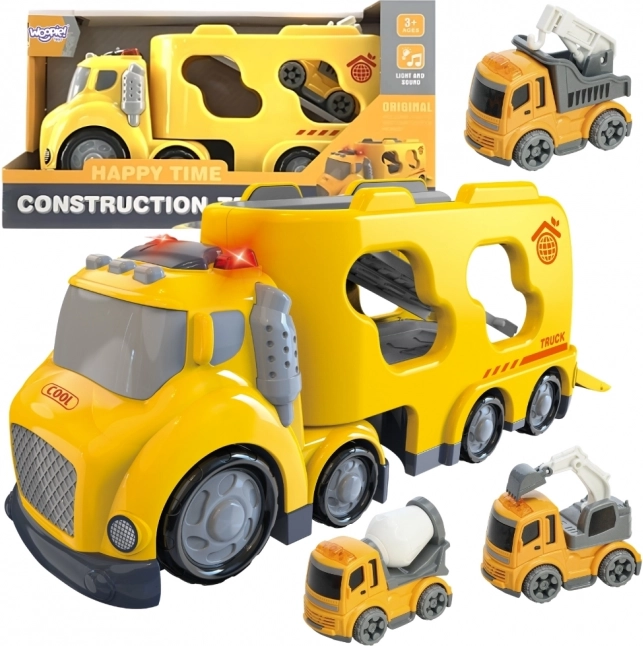 Marele camion de remorcaj galben City Truck cu efecte sonore și luminoase