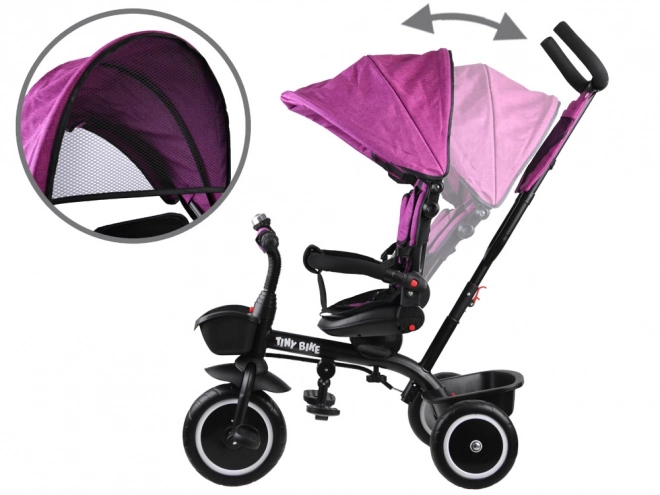 Tricicletă pentru copii Tiny Bike 3 în 1 cu parasolar – roz