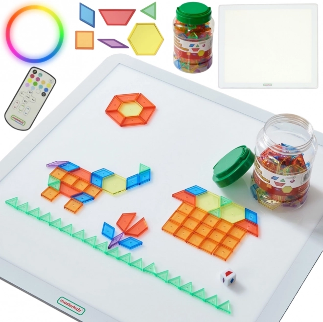 Panou LED pătrat colorat MASTERKIDZ cu mozaic Montessori 140 piese