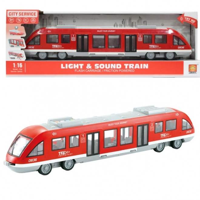 Tramvai roșu cu sunete și lumini