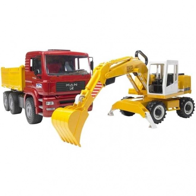 Set camion MAN și excavator Bruder