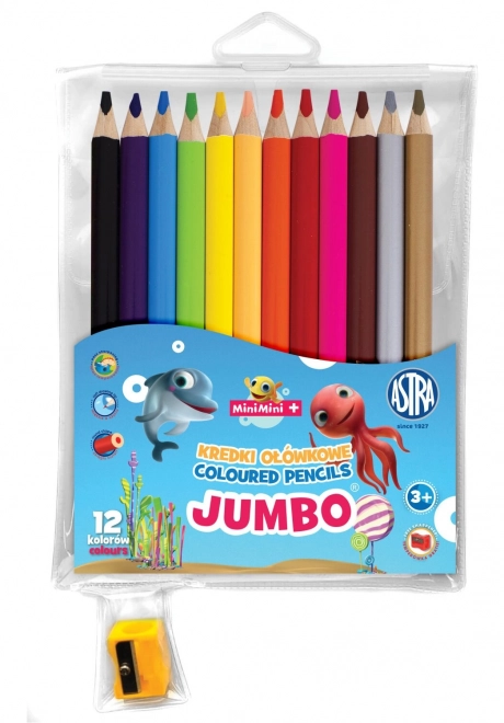 Pasteluri jumbo Astra Mini Mini 12 bucăți cu ascuțitoare