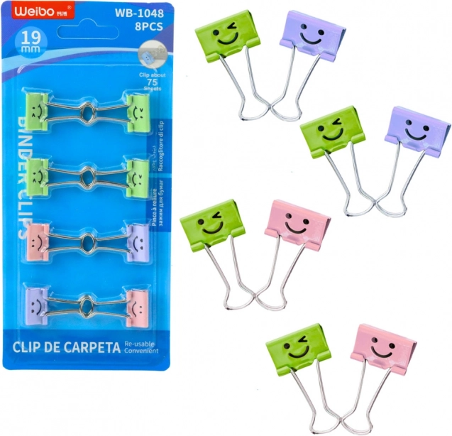 Set de clame colorate de birou cu zâmbete 8 buc 19 mm