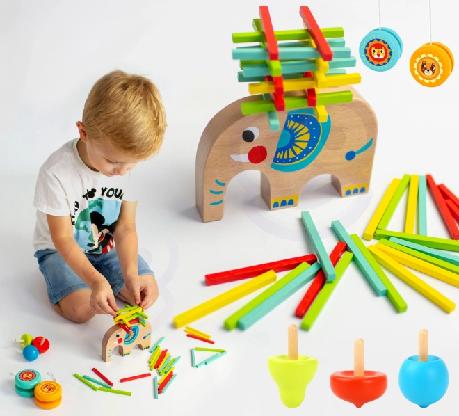 Set de jocuri de îndemânare Tooky Toy cu elefant și 46 de piese