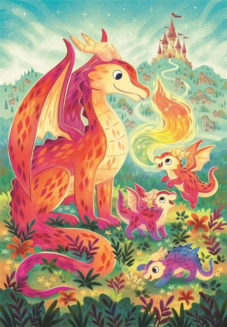 Puzzle cu familia dragonilor - 60 de piese