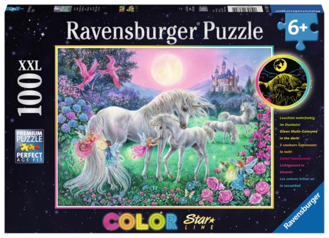 Puzzle luminos unicorni la lumina lunii XXL 100 piese