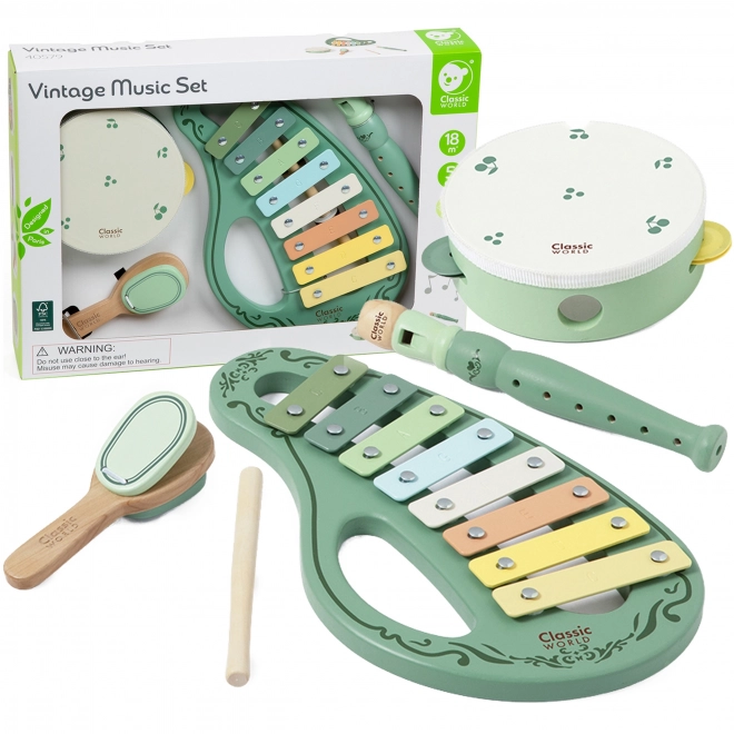 Set muzical vintage din lemn pentru copii de la Classic World