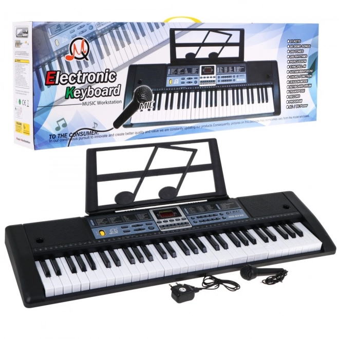 Instrument muzical pentru copii cu clape, cu 61 de clape și funcții moderne pentru învățare și microfon