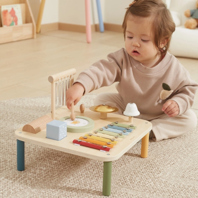 Masă educativă senzorială și muzicală din lemn 7 în 1