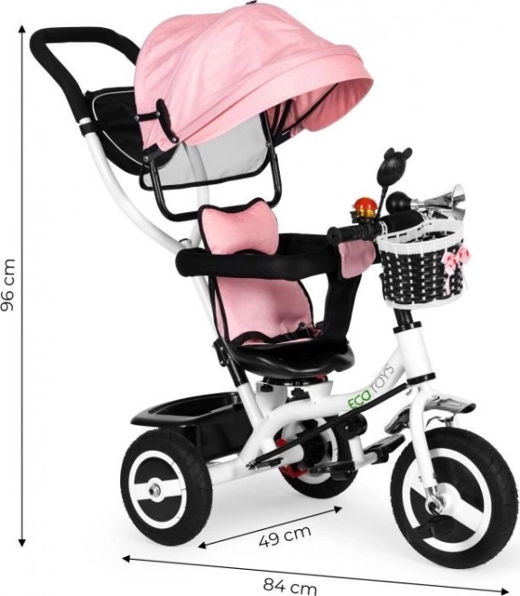 Tricicletă cu copertină rotativă și roți cauciucate ECOTOYS