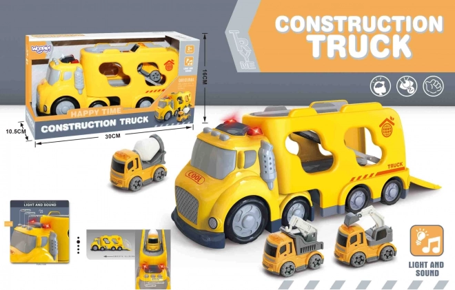 Marele camion de remorcaj galben City Truck cu efecte sonore și luminoase