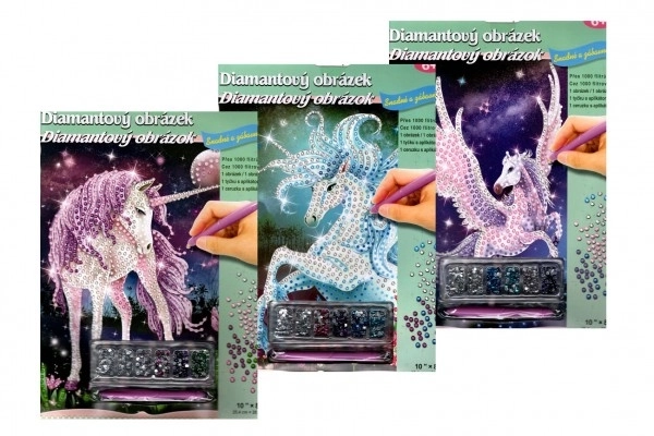 tablou cu diamant unicorn cu accesorii