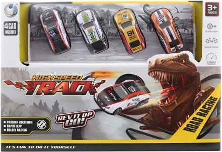 Pistă de lansare cu dino și mașinuțe