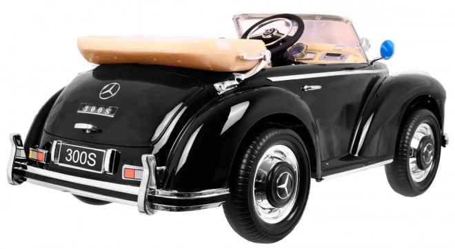 Mercedes Benz 300S Retro pentru copii Vopsea neagră + telecomandă + EVA + pornire lentă + LED MP3