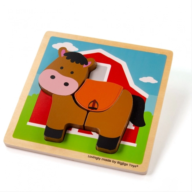 Puzzle de asamblat și plasare Bigjigs Toys Koník