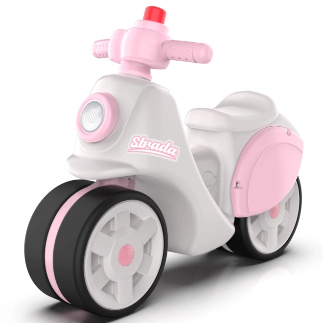 Bicicletă fără pedale cu roți silențioase roz