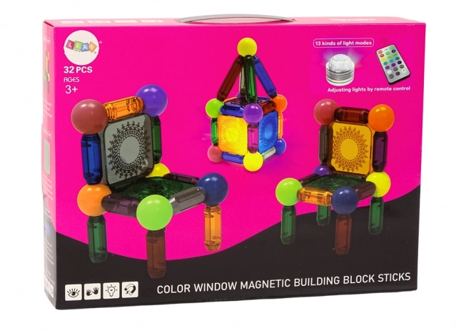 Set de blocuri magnetice iluminat 32 piese