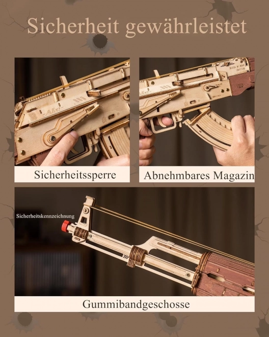 Puzzle 3D din lemn pușcă AK-47