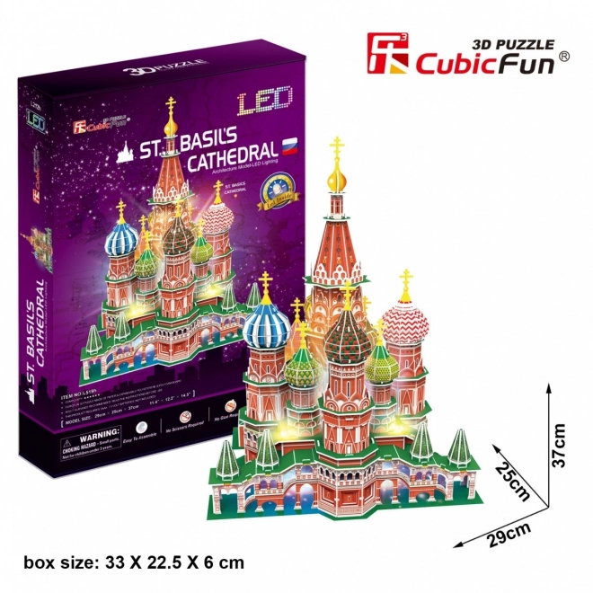 Puzzle 3D cu lumini Catedrală Sfântul Vasile CubicFun