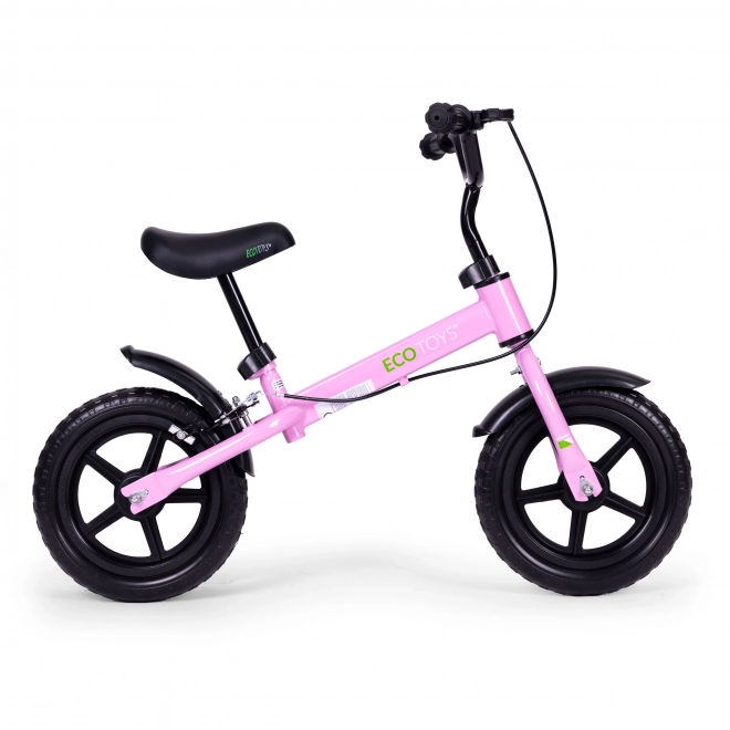 Bicicletă de echilibru cu frână pentru copii ECOTOYS roz