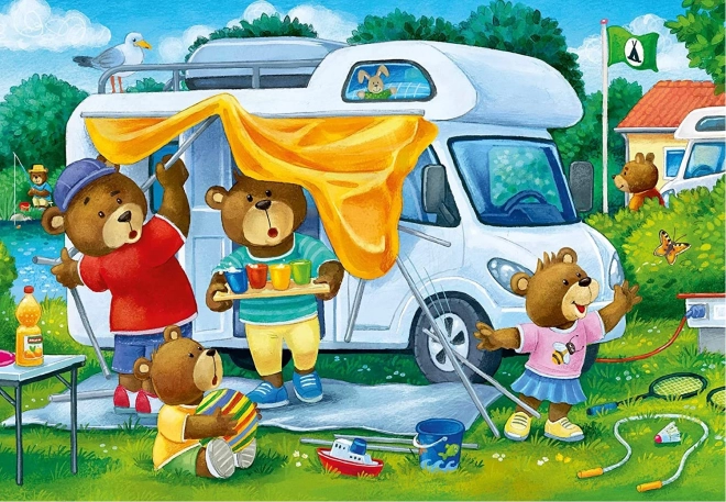 Puzzle Ravensburger Familia de urși în camping 2x24 piese