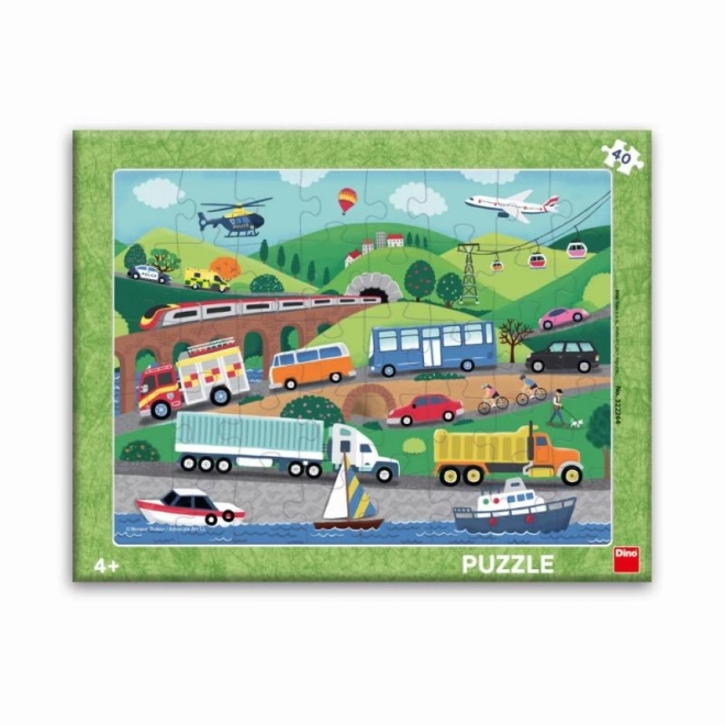 Puzzle cu vehicule DINO 40 piese