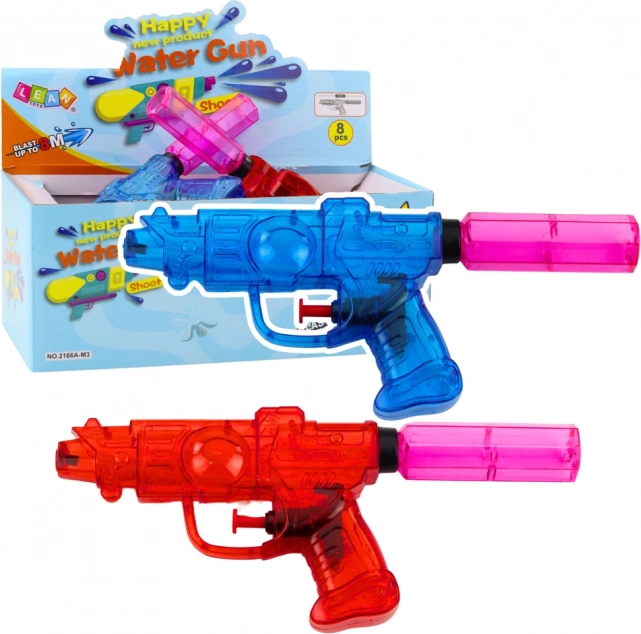Pistol cu apă transparent - mix roșu/albastru