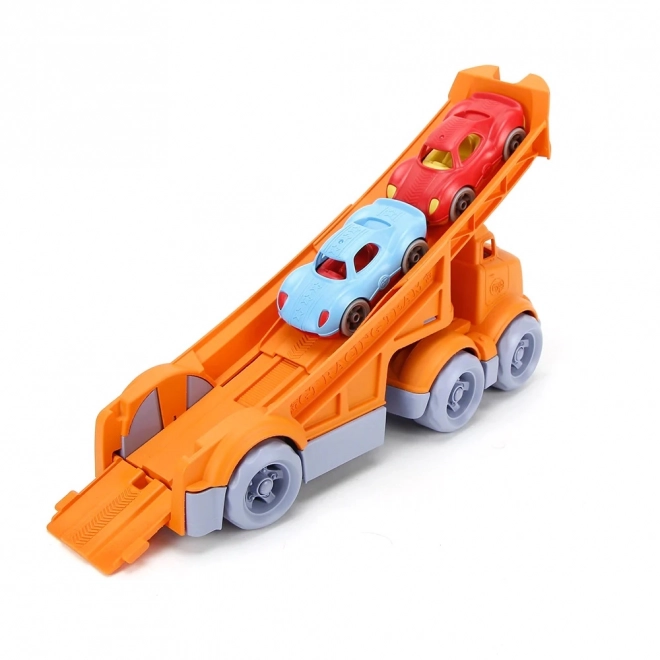 Camion Green Toys cu 2 mașinuțe de curse