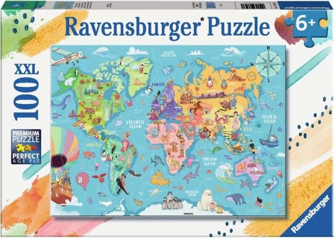 Puzzle harta lumii XXL 100 piese