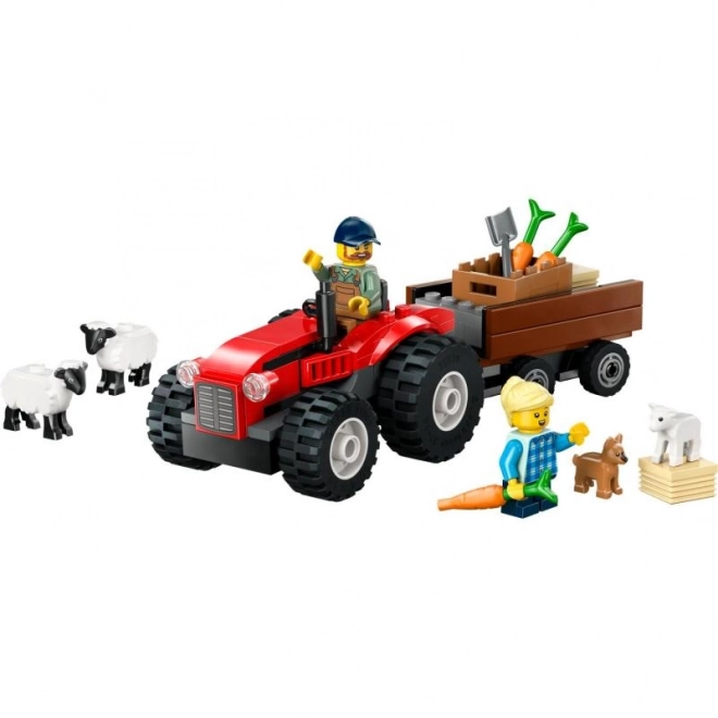 Tractor Roșu LEGO cu remorcă și oi