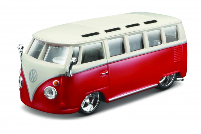 Mașina Volkswagen Van Samba roșu-alb Bburago 1:32